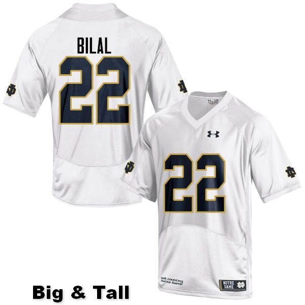 Men's NCAA Notre Dame Fighting Irish #22 Asmar Bilal Stitched College Under Armour Authentic White Big & Tall Football Jersey OU10E60XN